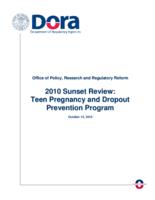 2010 sunset review, teen pregnancy and dropout prevention program