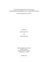 Colorado Department of Corrections administrative segregation and classification review