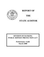 Division of Banking, Public Deposit Protection Act performance audit, March 2000