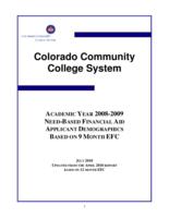 Academic year 2008-2009 need-based financial aid applicant demographics based on 9 month EFC