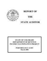 State of Colorado Department of Revenue Income tax initiative project