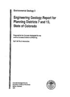 Reconnaissance engineering geology report for planning districts 7 & 13 State of Colorado