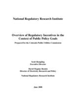 Overview of regulatory incentives in the context of public policy goals