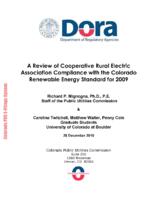 A review of cooperative rural electric association compliance with the Colorado renewable energy standard for 2009