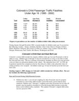 Colorado's child passenger traffic fatalities under age 16, 1995-2002