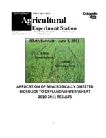 Application of anaerobically digested biosolids to dryland winter wheat 2010-2011 results