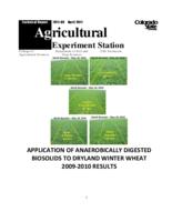 Application of anaerobically digested biosolids to dryland winter wheat 2009-2010 results