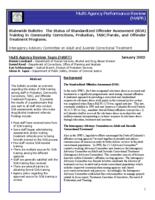 The status of standardized offender assessment (soa) training in community corrections, probation, TASC/parole, and offender treatment programs