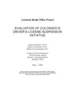 Evaluation of Colorado's driver's license suspension initiative