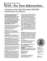 Computer form specifications: DR 0100 retail sales tax return