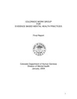 Colorado work group for evidence based mental health practices : final report