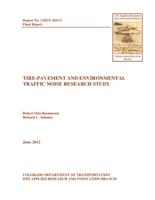 Tire-pavement and environmental traffic noise research study