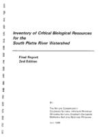 Inventory of critical biological resources for the South Platte River Watershed