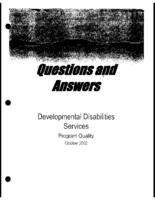 Questions and answers : Developmental Disabilities Services program quality