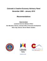 Colorado's Creative Economy Advisory Panel, November 2009-January 2010 recommendations