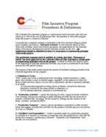 Film incentive program procedures and definitions