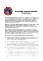 Recovery and resiliency models for mental health