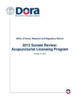 2012 sunset review, Acupuncturist Licensing Program.