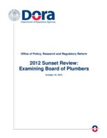 2012 sunset review, Examining Board of Plumbers
