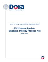 2012 sunset review, Massage Therapy Practice Act