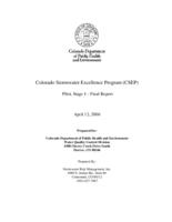 Colorado Stormwater Excellence Program (CSEP) pilot, stage I final report