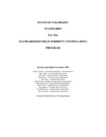 State of Colorado standards for the Standardized field sobriety testing (SFST) program