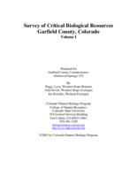Survey of critical biological resources, Garfield County, Colorado, volume I