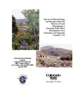 Survey of selected seeps and springs within the Bureau of Land Management's Gunnison Field Office Management Area (Gunnison and Saguache counties, CO)