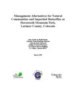 Management alternatives for natural communities and imperiled butterflies at Horsetooth Mountain Park, Larimer County, Colorado
