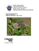 Meadow jumping mice (Zapus hudsonius preblei) on the U.S. Air Force Academy El Paso County, Colorado : populations, movement and habitat from 2000-2002