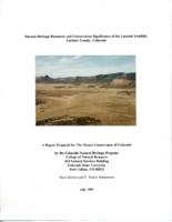Natural heritage resources and conservation significance of the Laramie foothills, Larimer County, Colorado