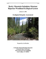 Rocky Mountain subalpine-montane riparian woodland ecological system : ecological integrity assessment
