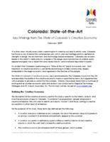 Colorado: state-of-the-art : key findings from The State of Colorado's creative economy