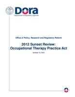 2012 sunset review, Occupational Therapy Practice Act