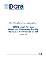 2012 sunset review, Water and Wastewater Facility Operators Certification Board