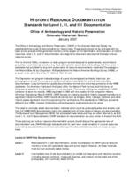 Historic resource documentation : standards for level I, II, and III documentation