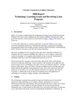 2000 report, Technology Learning Grant and Revolving Loan Program