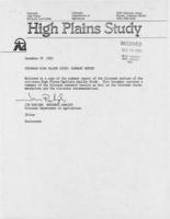 Colorado high plains study : summary report, November 1983