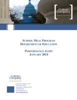 School meal program, Department of Education performance audit, January 2014