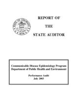 Communicable Disease Epidemiology Program, Department of Public Health and Environment : performance audit