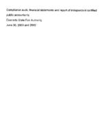 Compliance audit, financial statements and report of independent certified public accountants Colorado State Fair Authority, June 30, 2003 and 2002