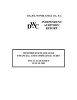 Western State College, financial and compliance audit, fiscal year ended June 30, 2003