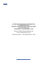 Colorado Department of Personnel & Administration, Division of Information Technologies, Data Center and Technology Management Unit, report on controls placed in operation and tests of operati