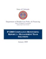FY2005 compliance monitoring report for management team solutions