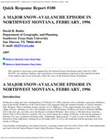 A major snow-avalanche episode in northwest Montana, February, 1996