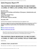 Transition from response to recovery : a look at the Lancaster, Texas tornado : final project report