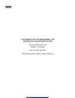 University of Colorado Risk and Insurance Management Fund : financial statements and auditors' comments June 30, 2003 and 2002, with independent auditors report thereon