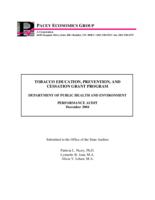 Tobacco Education, Prevention, and Cessation Grant Program, Department of Public Health and Environment : performance audit