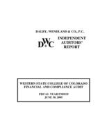 Western State College of Colorado, financial and compliance audit, fiscal year ended June 30, 2005