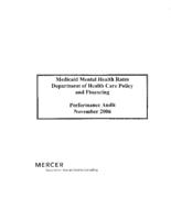 Medicaid mental health rates, Department of Health Care Policy and Financing : performance audit